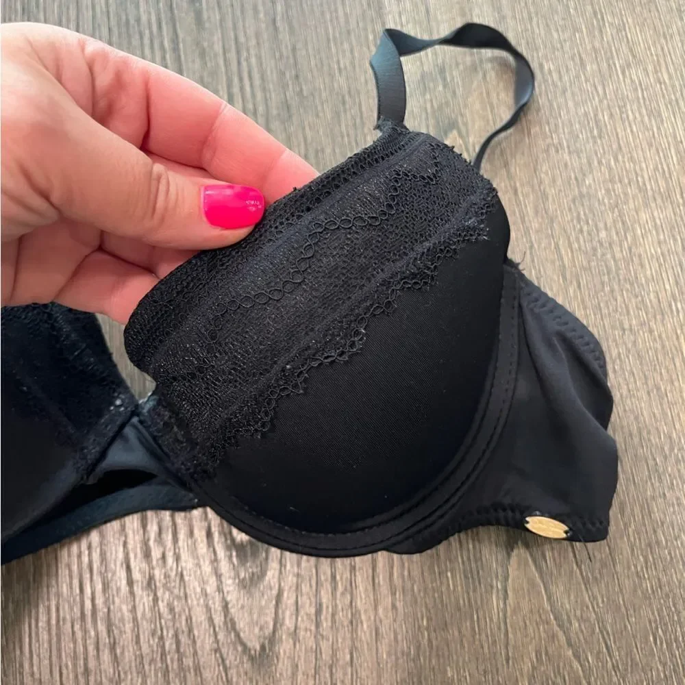 Jessica Simpson Black Lace Adjustable Padded T-Shirt Bra Size 34C